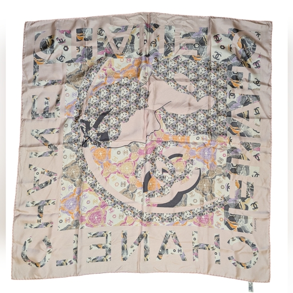 Chanel Scarf Silk Pink Multi with Certificate Of Authenticity LNC - Picture 2 of 9
